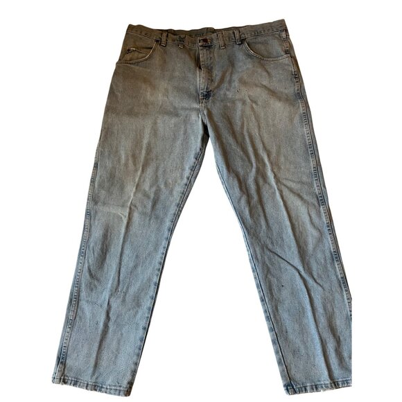 Wrangler Blue Jeans Men's Size 44x32 Cotton Denim Casual Wear Straight Leg - Picture 2 of 11